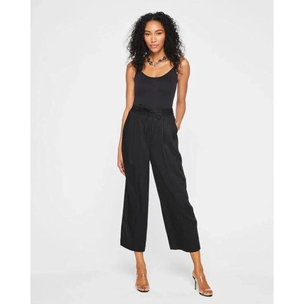 Club Monaco -1334 Signature‎ Elasticated Wide Leg Trouser Pants Black Size 4